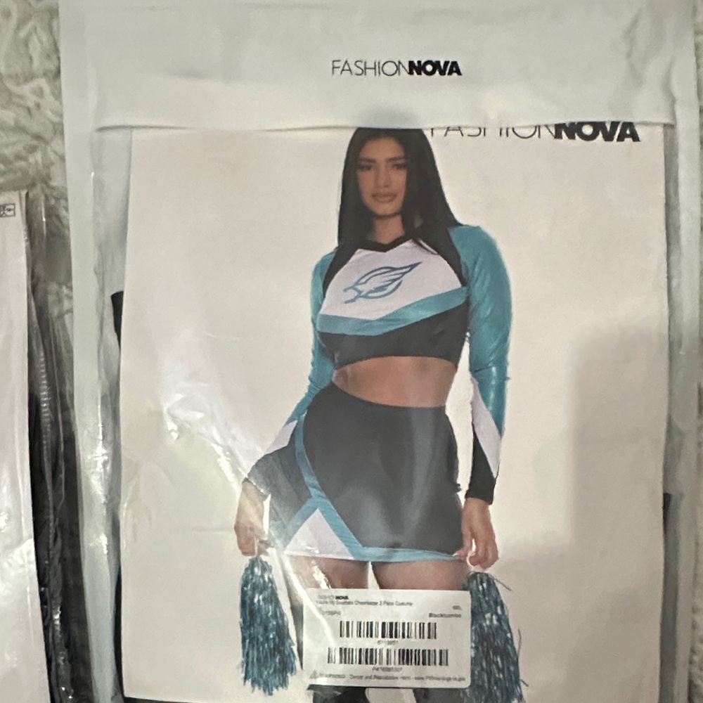 Euphoria Fashion Nova Teal and Black Cheer Skirt Set
